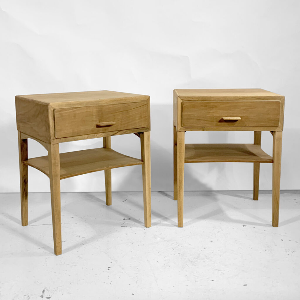 Pair of Danish Mahogany & Beech Bedside Tables Vampt Vintage Design
