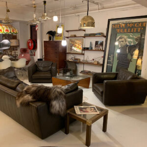 Design Warehouse Brown Leather Sofa Set