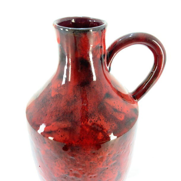 Red West German Pottery Jug Vase Vampt Vintage Design