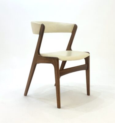 Danish Teak Compass Style Dining Chair. Leather upholstery.