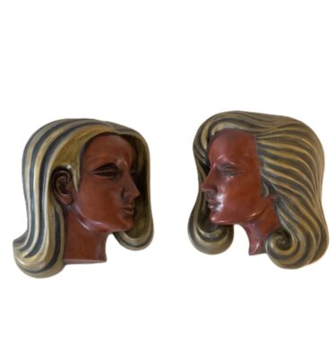 1950-60s Achatit Werkstätten Germany Wall Mask. 2 available, priced individually