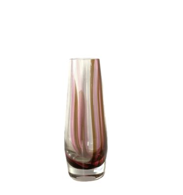 Art Glass Vase with pink and brown swirls