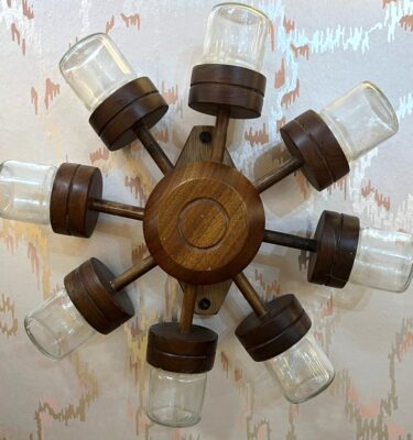 Midcentury Teak Wall Mount Spice Wheel