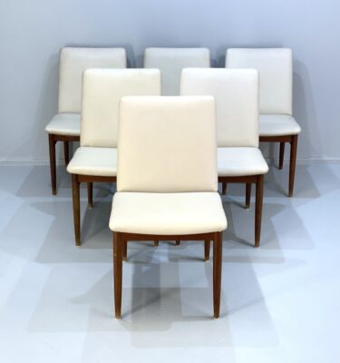 Set of 6 White Parker Ballarat Teak Dining Chairs. Priced individually.