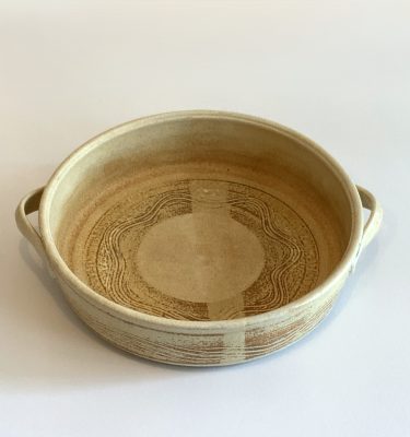 Pottery Dish with handles and swirl design