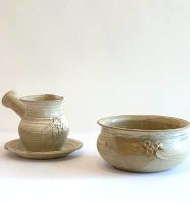 3 piece Pottery Set with Gumnut Decoration. Australia