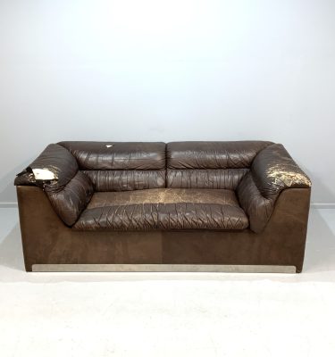Saporiti Brown Leather 2 Seat Sofa
