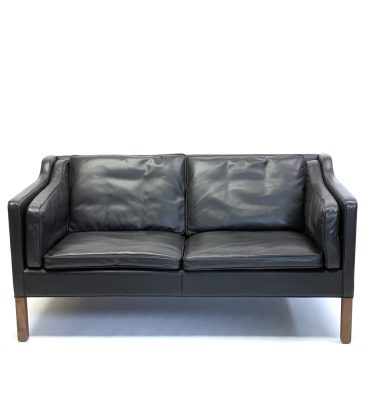 Børge Mogensen for Fredericia 2 Seat Leather Sofa #2212 . Reupholstered in black leather